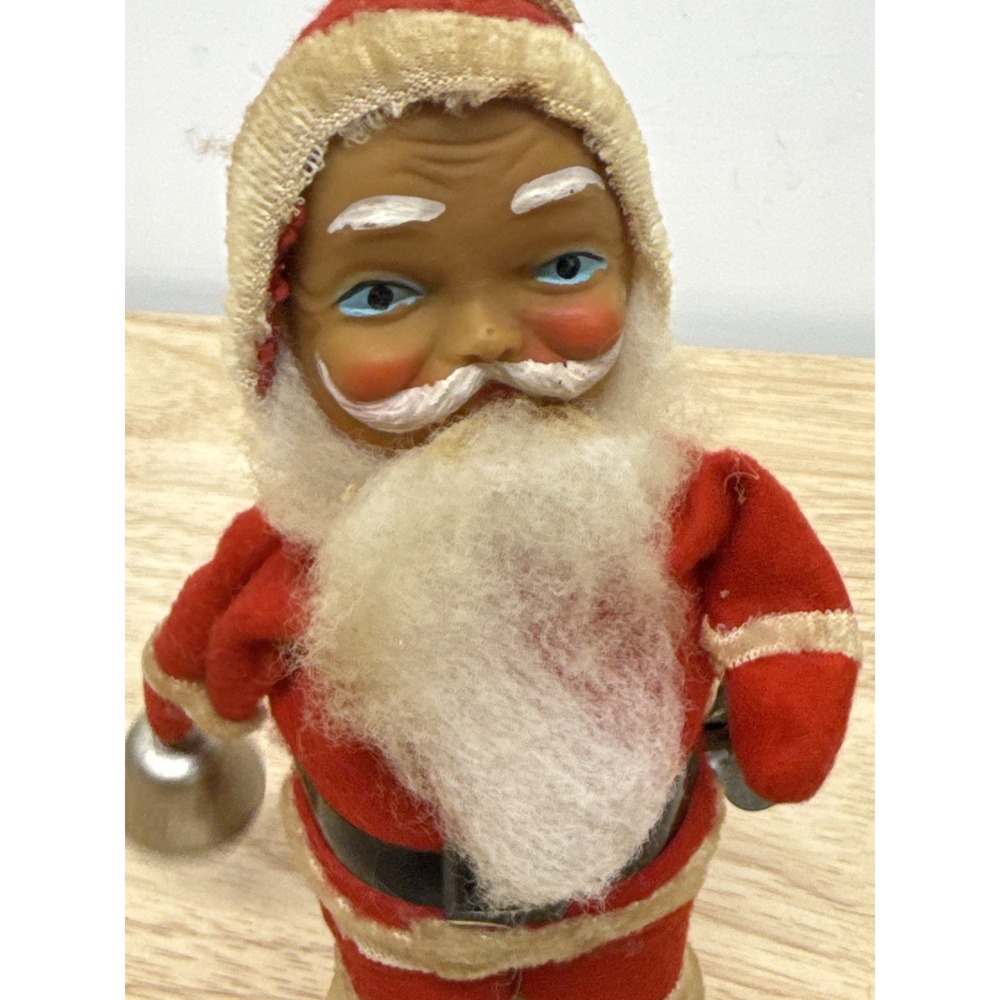 Santa WIND UP MECHANICAL  RINGING BELL WORKS Vintage Japan #42